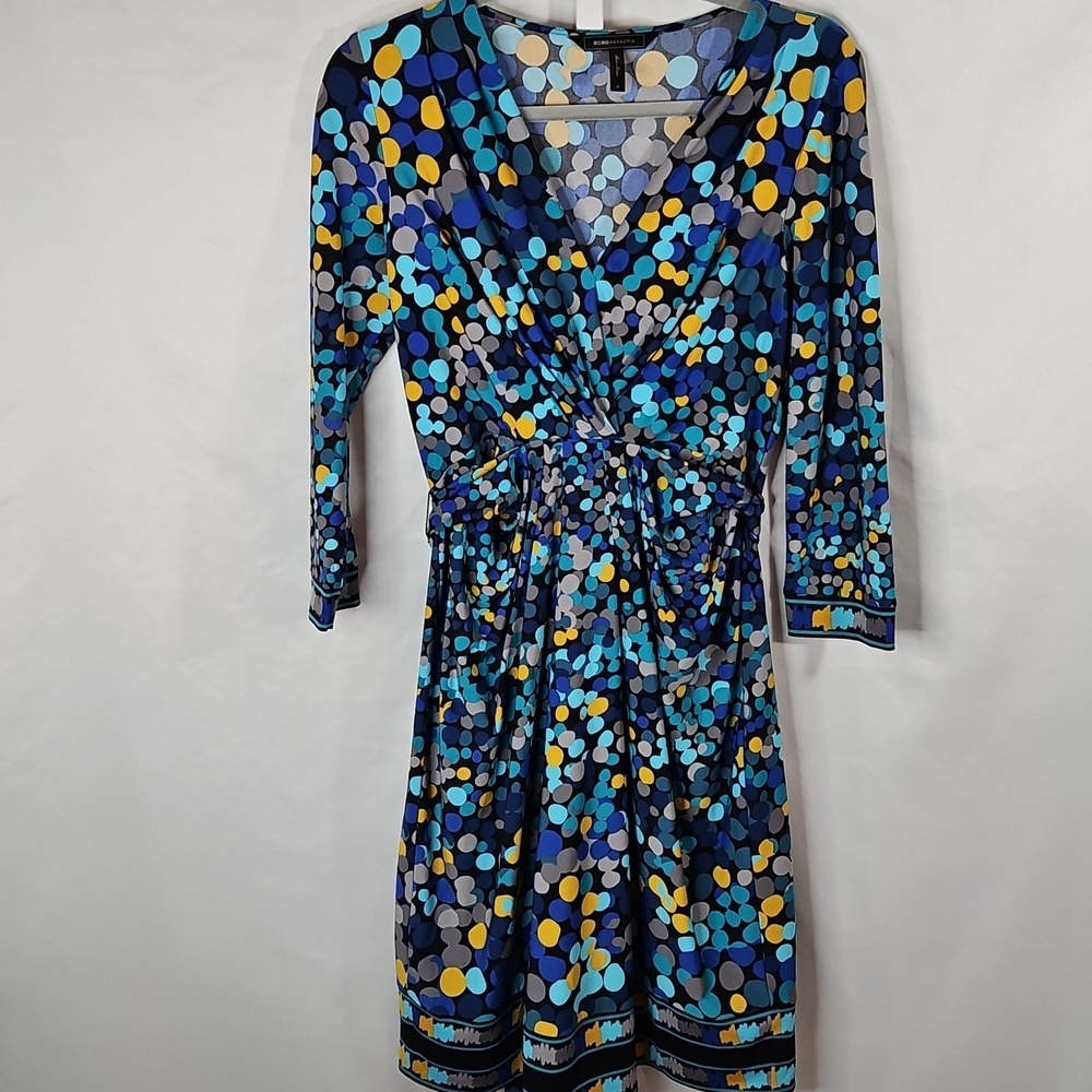 BCBGMAXAZARIA 3/4 sleeve faux wrap dress Size Medium